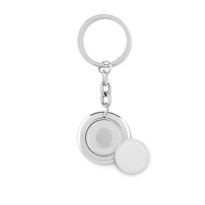 Porte-clés publicitaire avec jeton aimanté FLAT RING silver brillant
